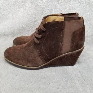 Franco Sarto Shoes Womens Size 8 Brown Suede Armelle Lace Up Ankle Booties